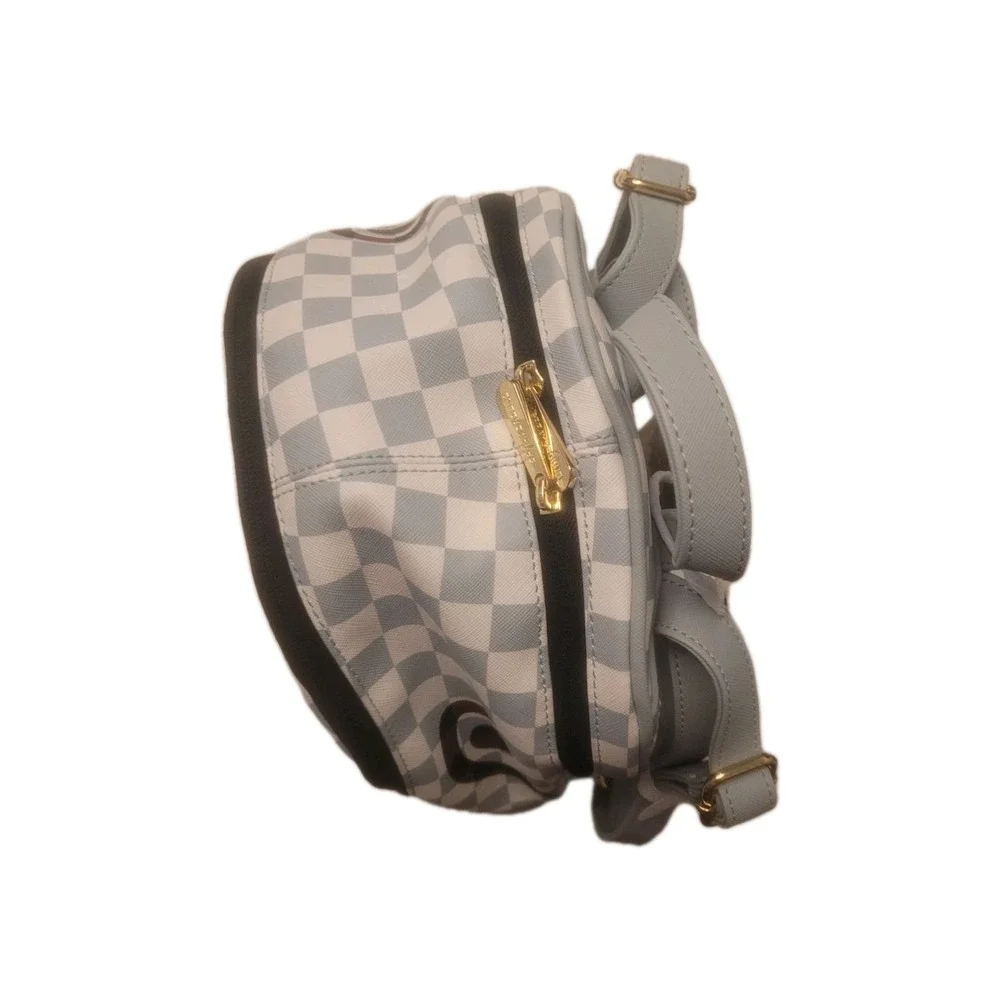 NWT Sprayground Shark Legacy Check Savage Mini/Small Backpack Gray/White/Br/BLK